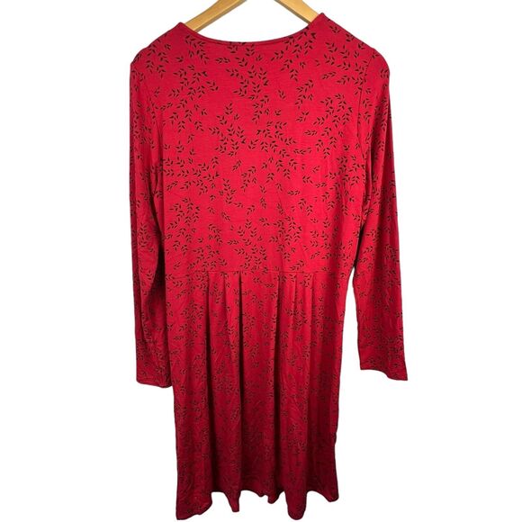 J Jill Wearever Collection Women's Red Floral Pleated Jersey Knit Dress Size M - Picture 7 of 11
